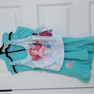 Girls Disney Little Mermaid 3 Piece Swim Coverup & Bikini NWT